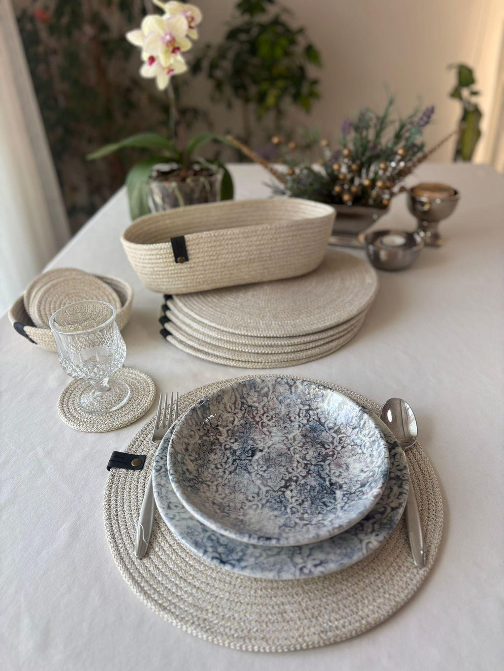 Handmade Cotton Rope Placemat Set: Dining Table Decor