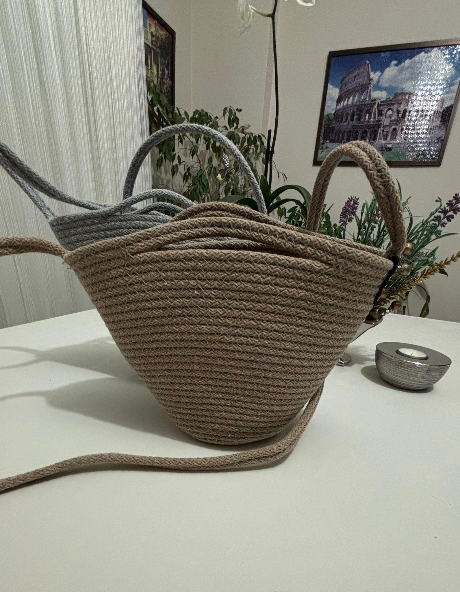 Handmade Rope Tote Bag: Woven Braid Purse - Boho Minimalist Handbag