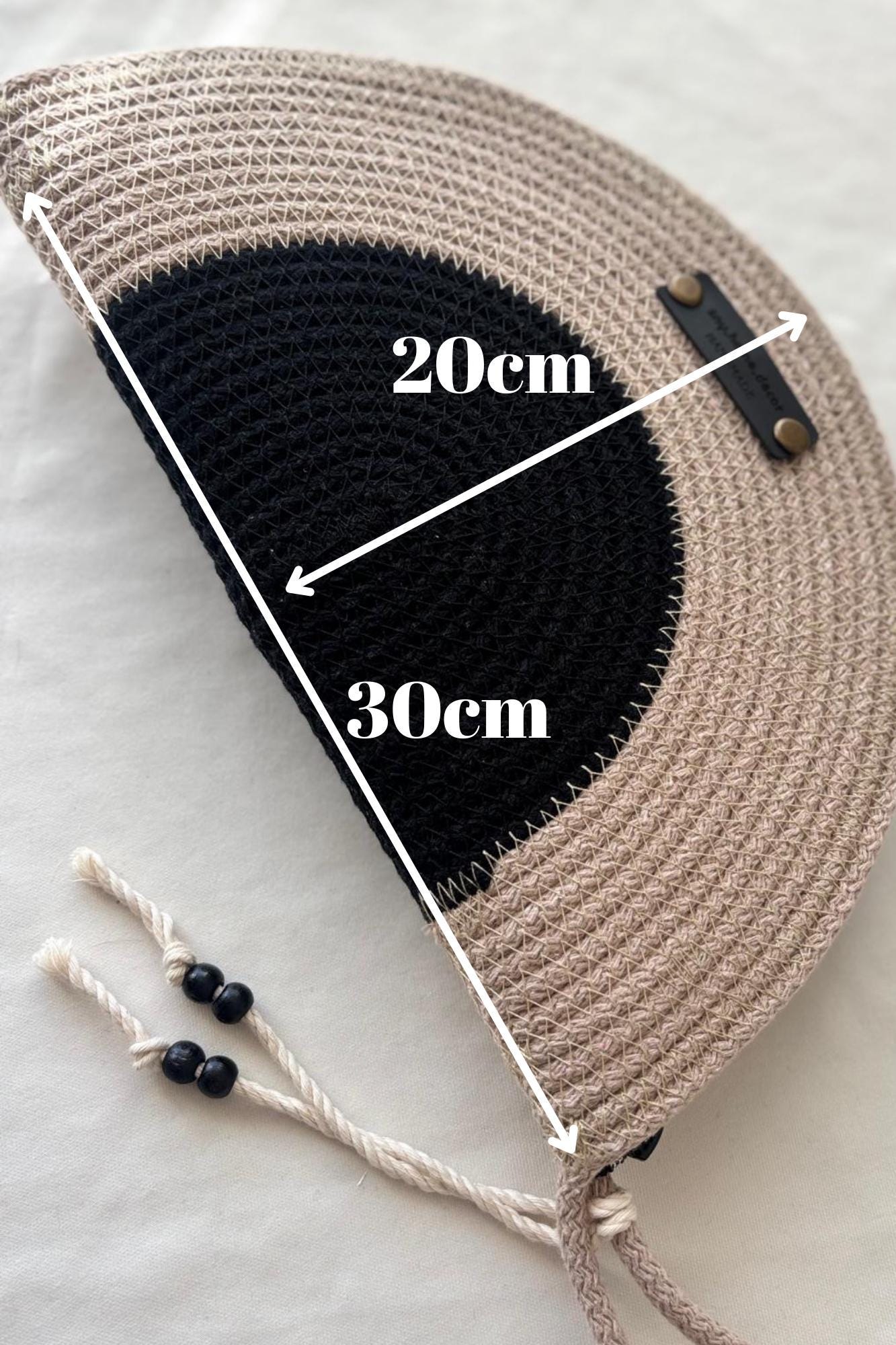 Handwoven Jute Rope Bag: Beige & Black Boho Beach Tote