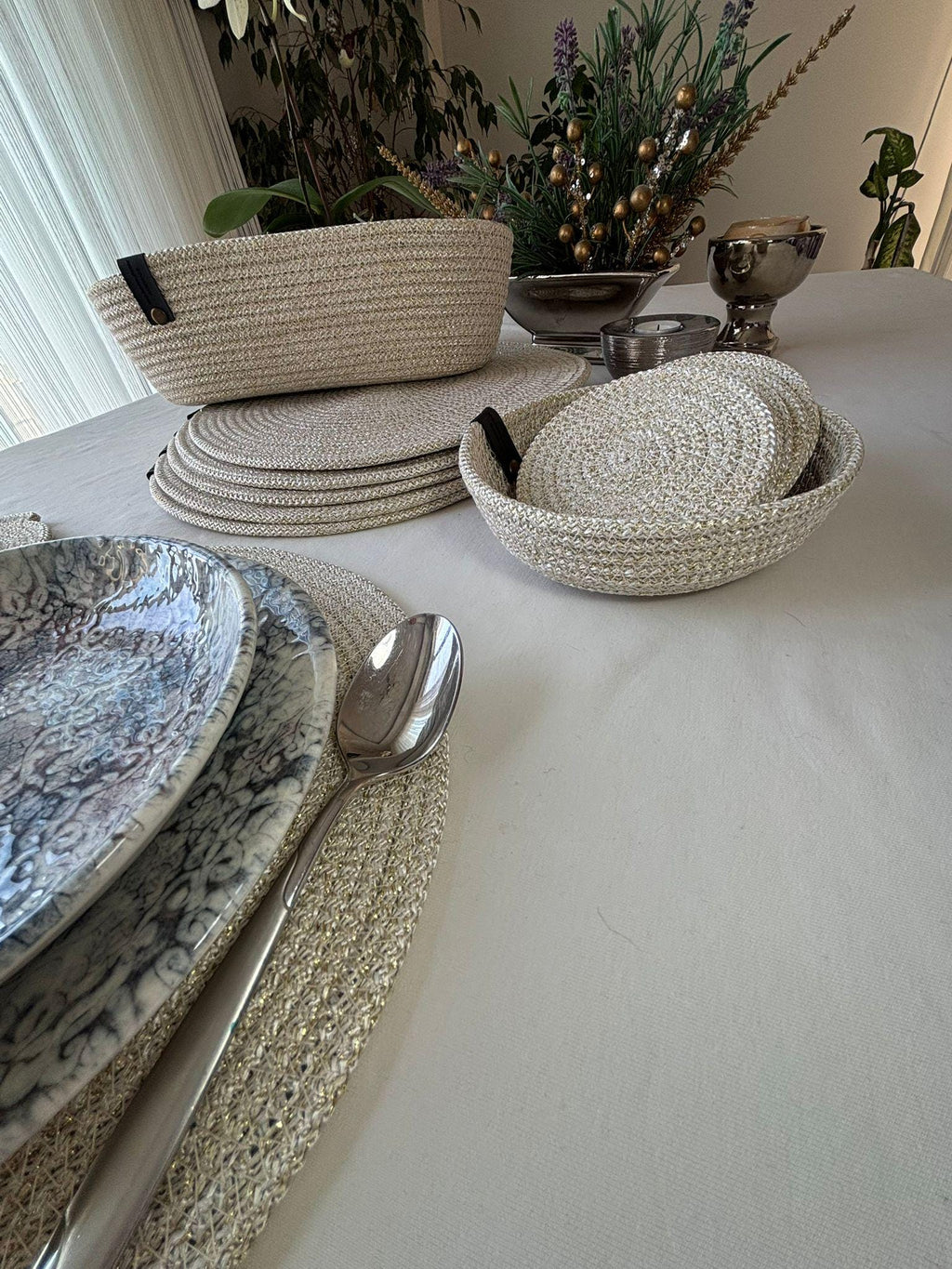 Handmade Cotton Rope Placemat Set: Dining Table Decor