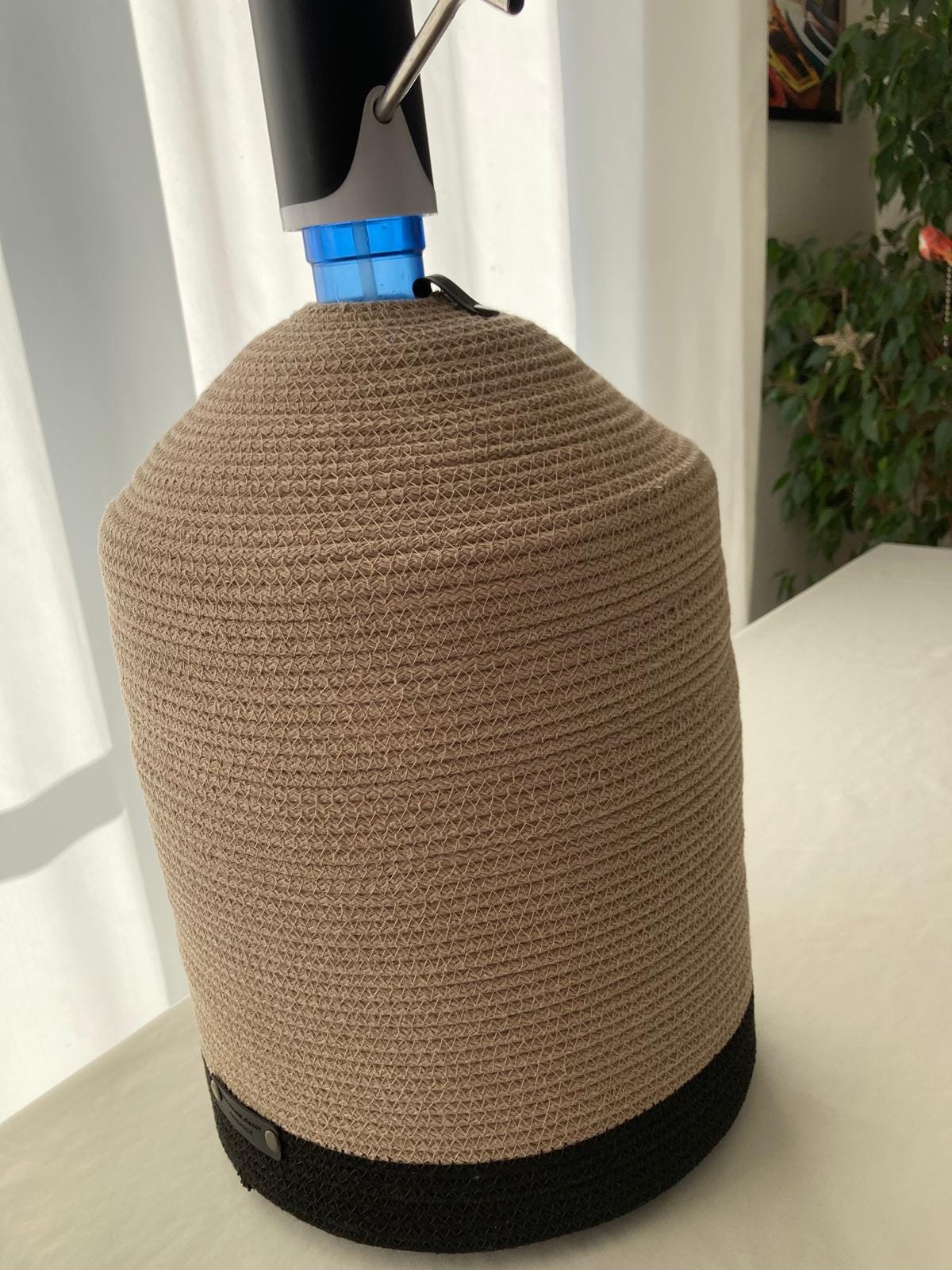 Handmade Jute Water Jug Cover: 5 Gallon Crochet Carboy Protector