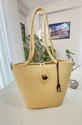 Handmade Yellow (Gold) Jute Rope Bag: Braided Boho Beach Tote