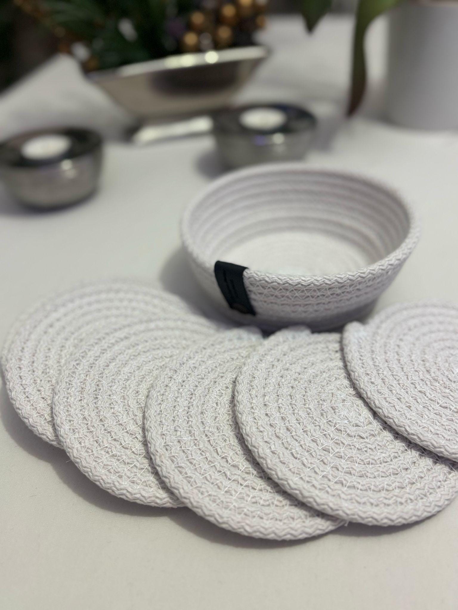 Handmade Cotton Rope Placemat Set: Dining Table Decor
