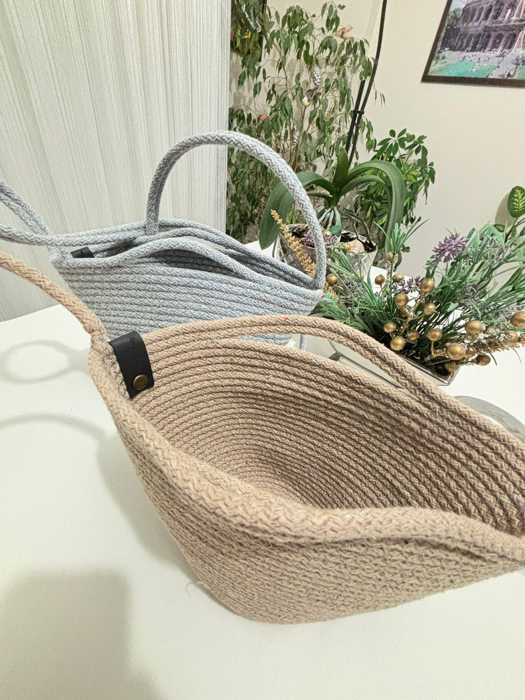 Handmade Rope Tote Bag: Woven Braid Purse - Boho Minimalist Handbag