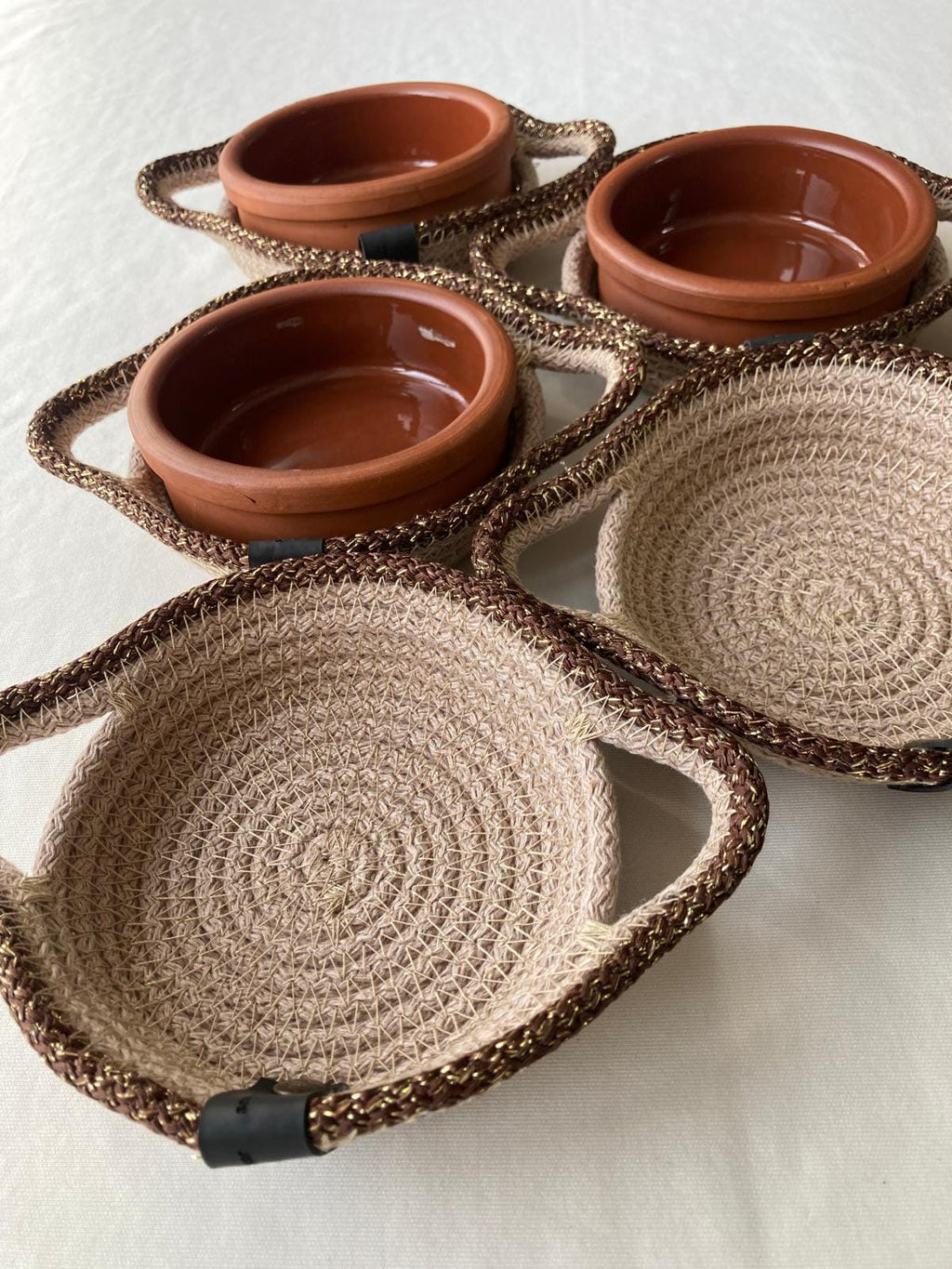 Handmade Terracotta Casserole Dish with Woven Cover - Hot Meal Serving