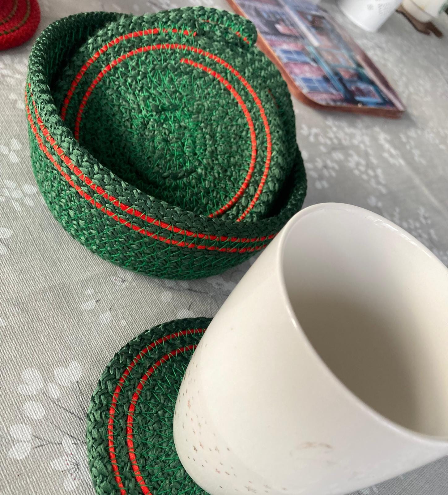 Handmade Green Rope Placemat Set – Woven Dining Table Decor