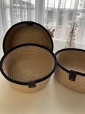 3 oder 4 Stück Set – Handgemachter Baumwollseilkorb – Gewebte Aufbewahrungskörbe, Boho-Deko