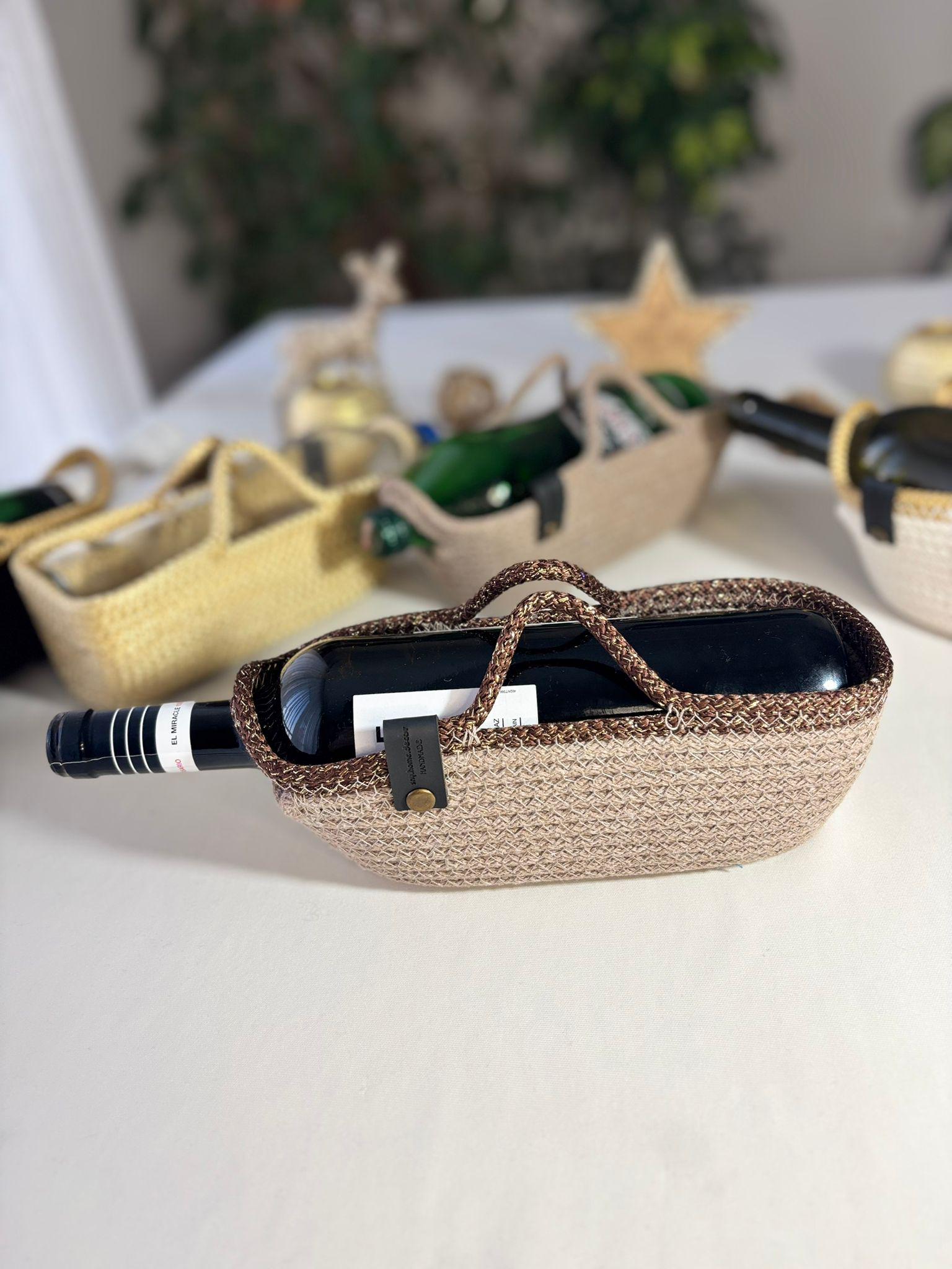 Handmade Crochet Wine Bottle Holder – Woven Sleeve Carrier, Gift Bag