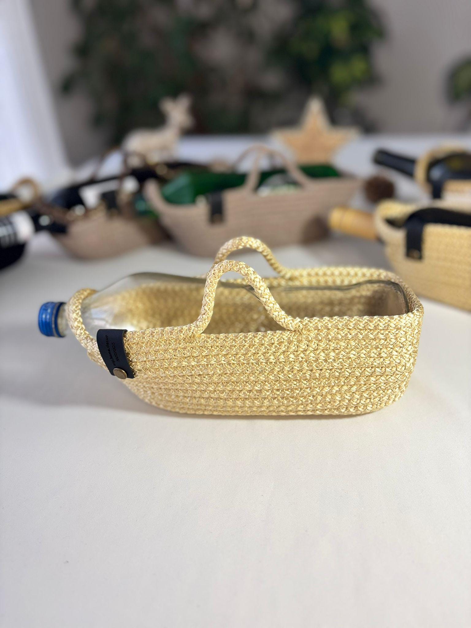 Handmade Crochet Wine Bottle Holder – Woven Sleeve Carrier, Gift Bag