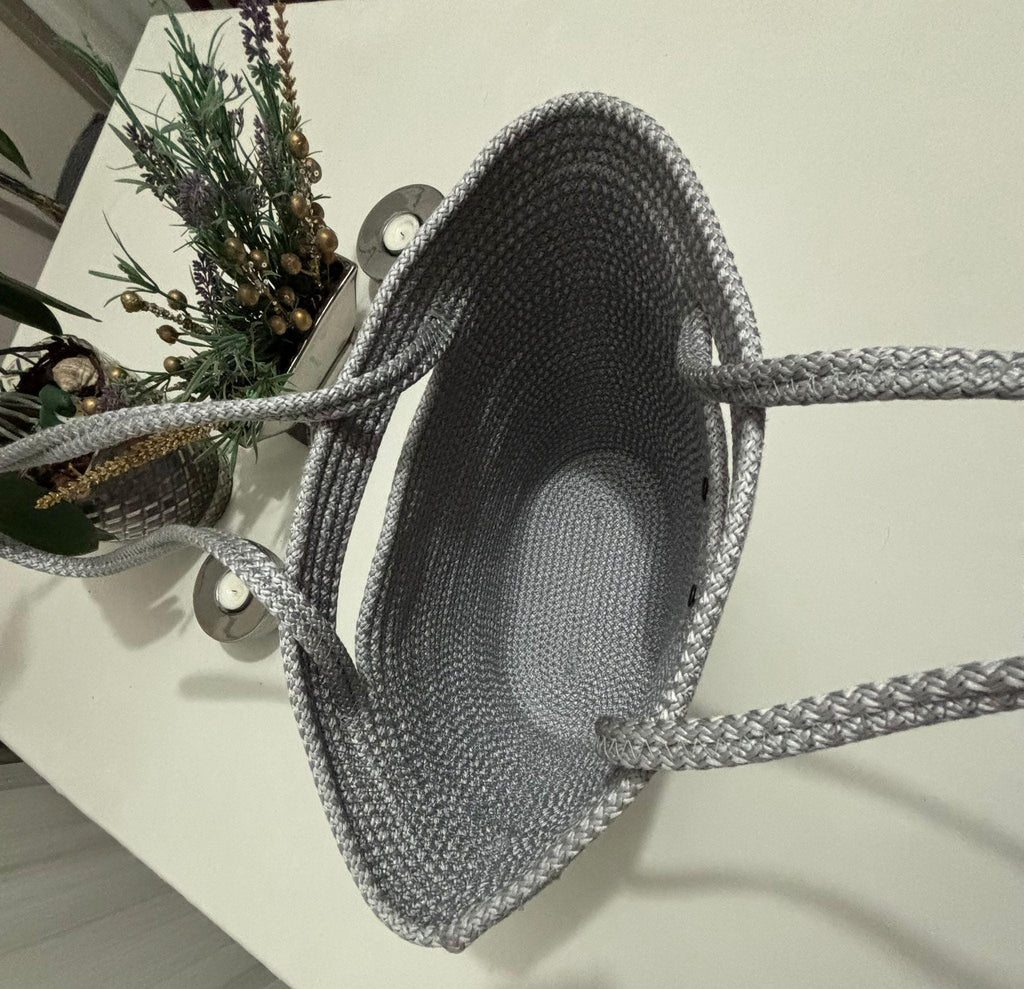 Handgemachte Seil-Tragetasche: Gewebte Flechttasche - Boho Minimalistische Handtasche