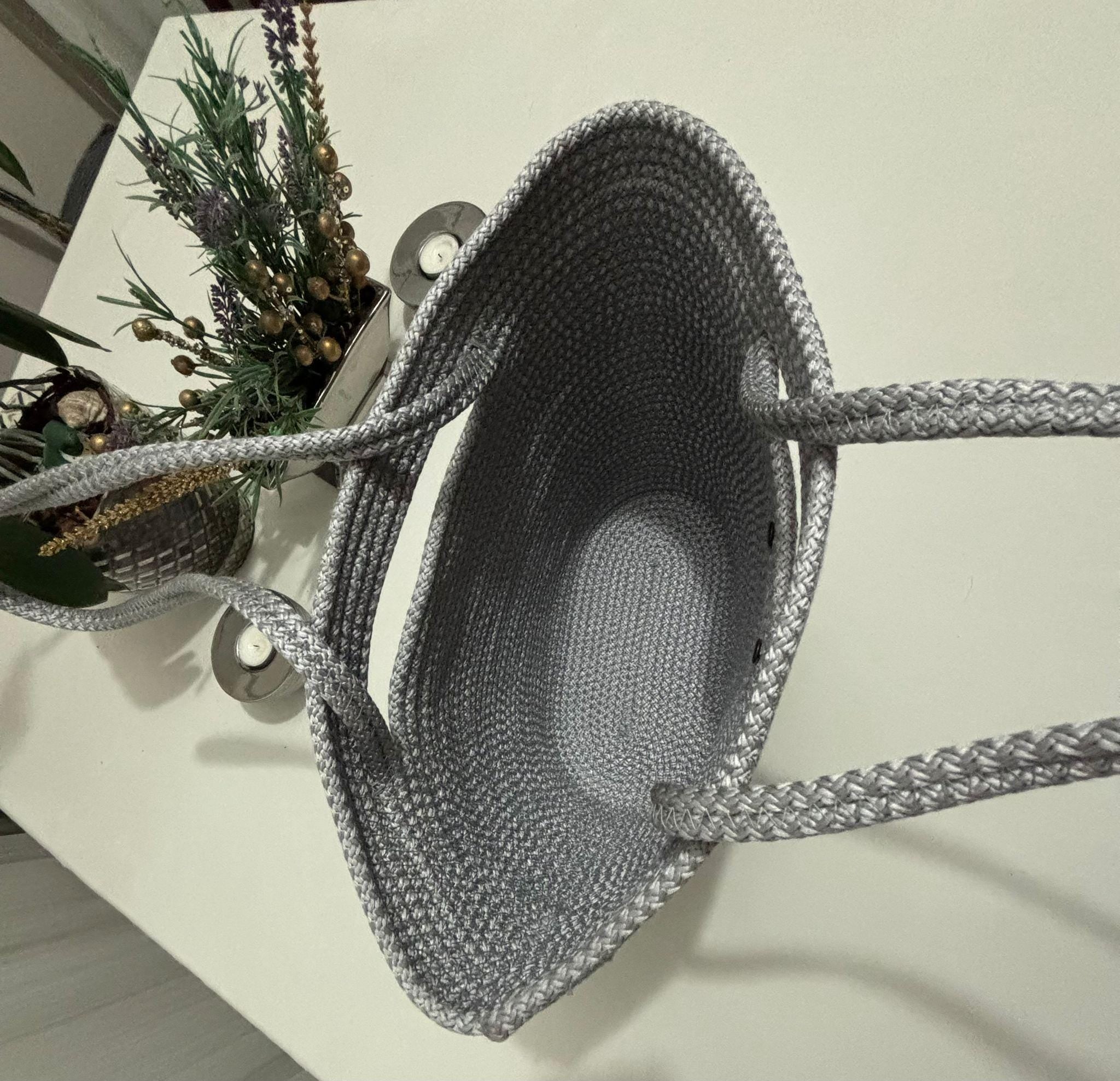 Handgemachte Seil-Tragetasche: Gewebte Flechttasche - Boho Minimalistische Handtasche