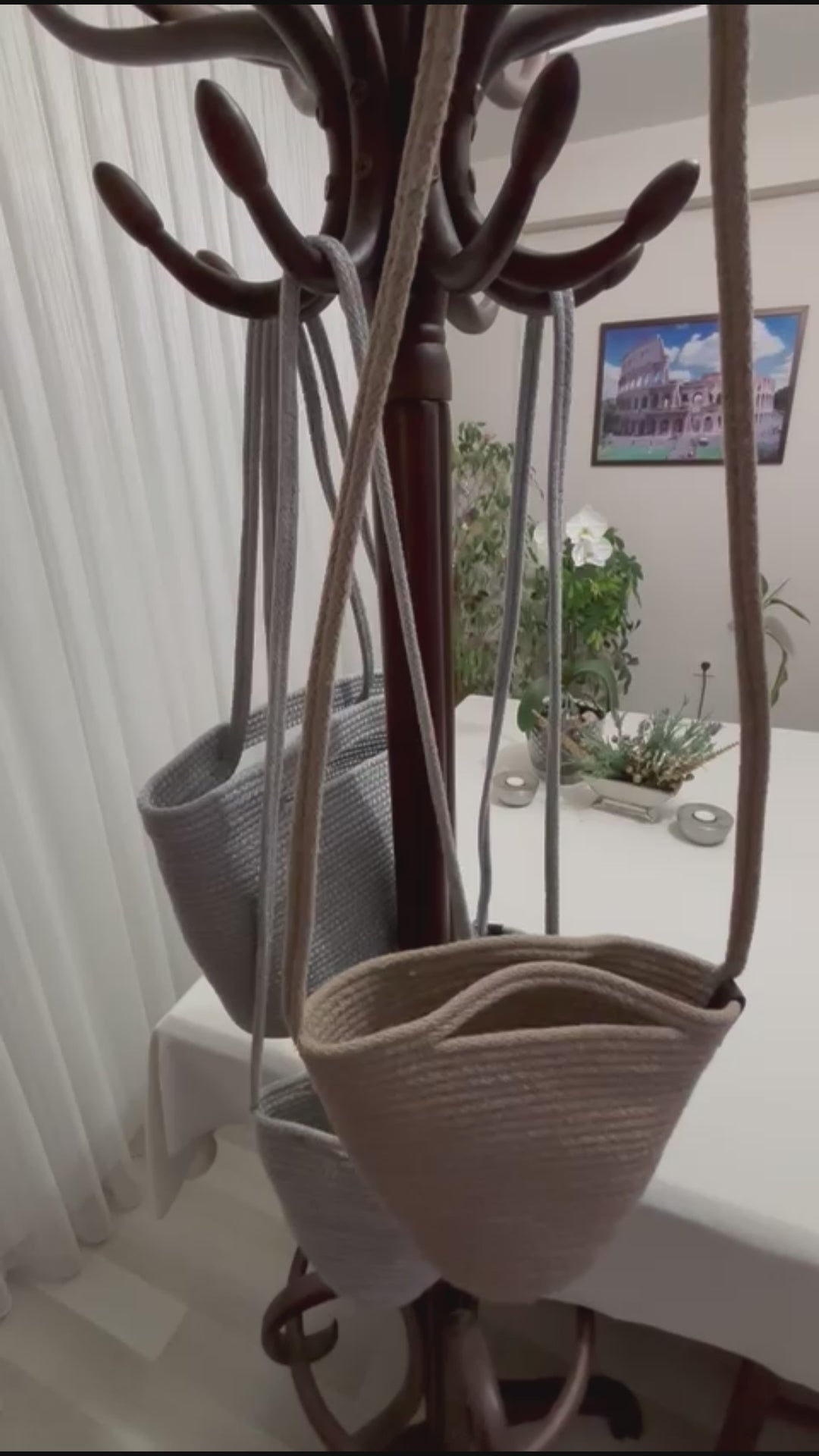 Handgemachte Seil-Tragetasche: Geflochtene Umhängetasche – Boho-Minimalistische Handtasche