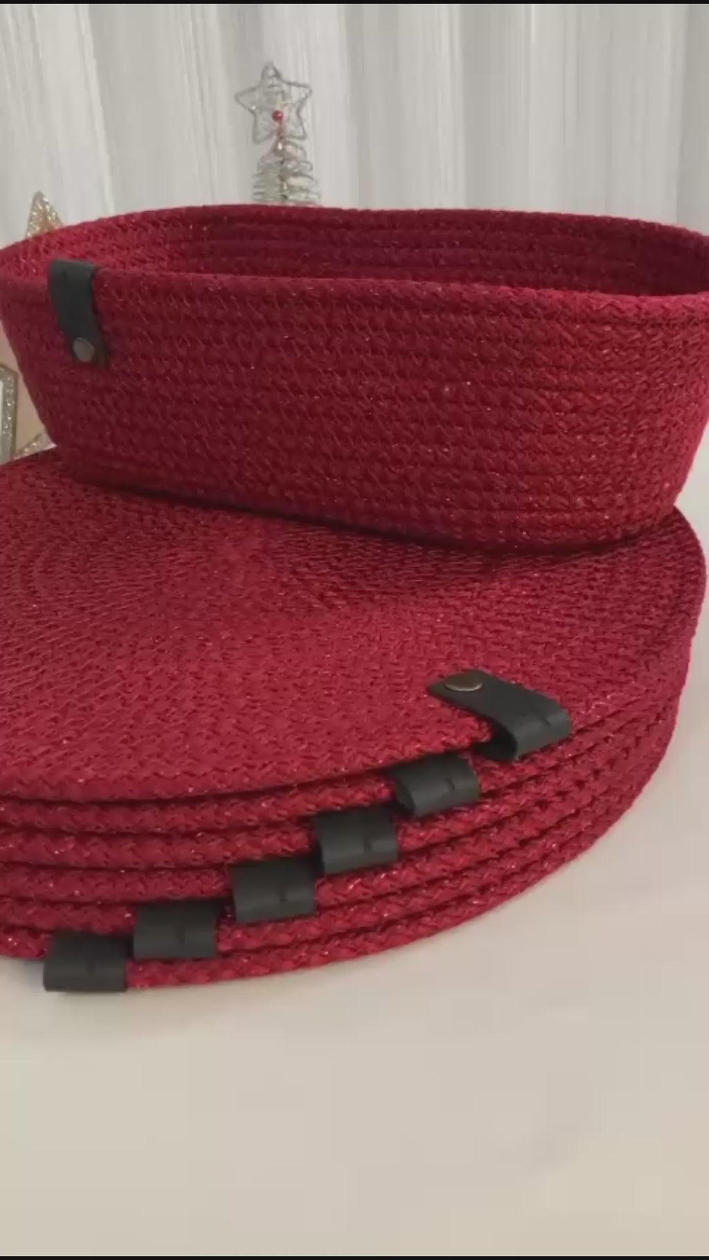 Red Cotton Rope Placemat Set: Dining Table Decor, Bread Basket & Coasters