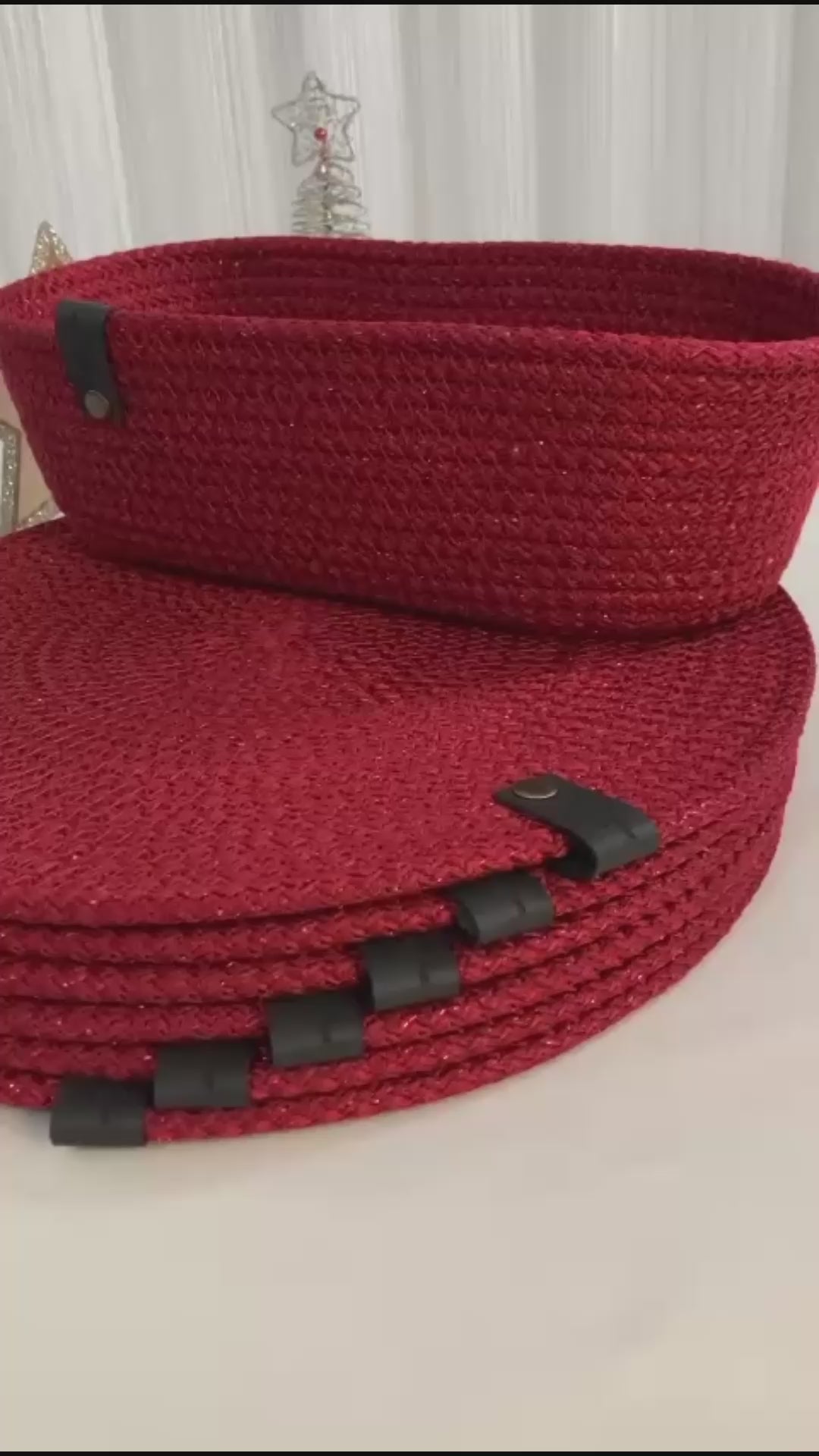 Red Cotton Rope Placemat Set: Dining Table Decor, Bread Basket & Coasters