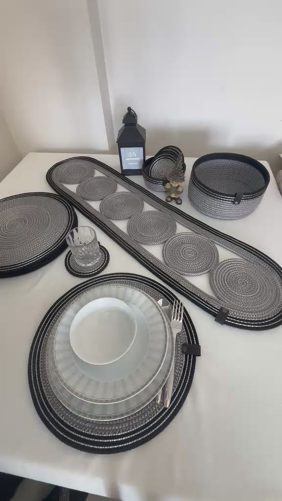 15 Pcs Set of Handmade Rope Placemat Set – Woven Dining Table Runner - glamorous for a gathering