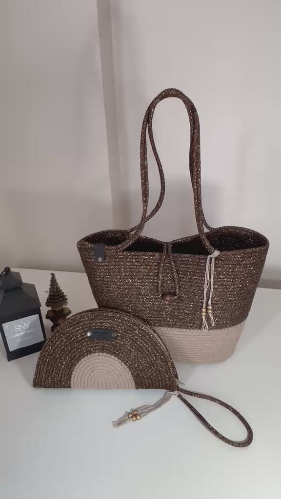 Handwoven Jute Rope Shoulder Bag: Boho Beach Tote