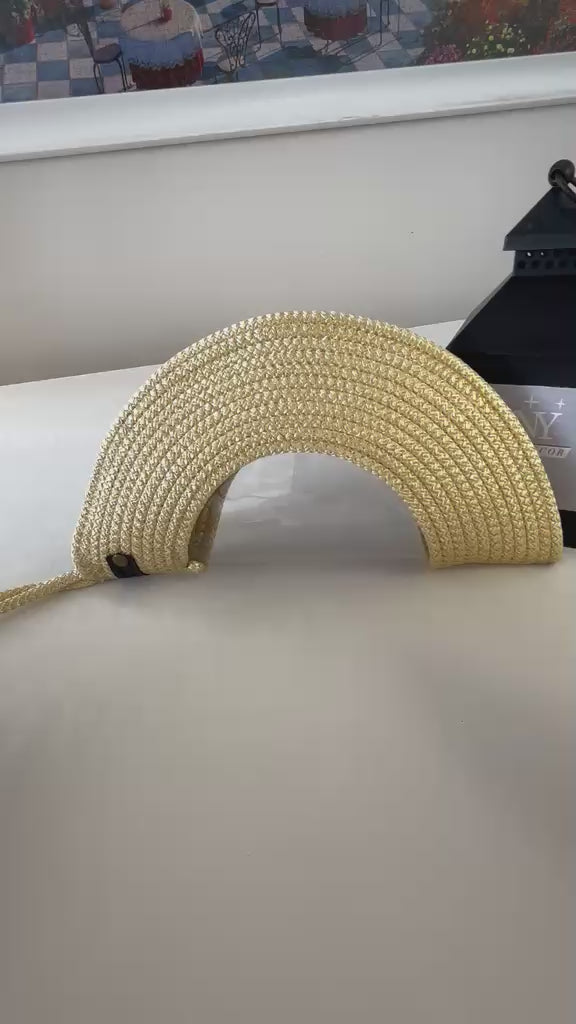 Gehäkelte Halbmond-Clutch: Sommerliche Strandtasche aus Baumwolle, Seil-Armbandtasche