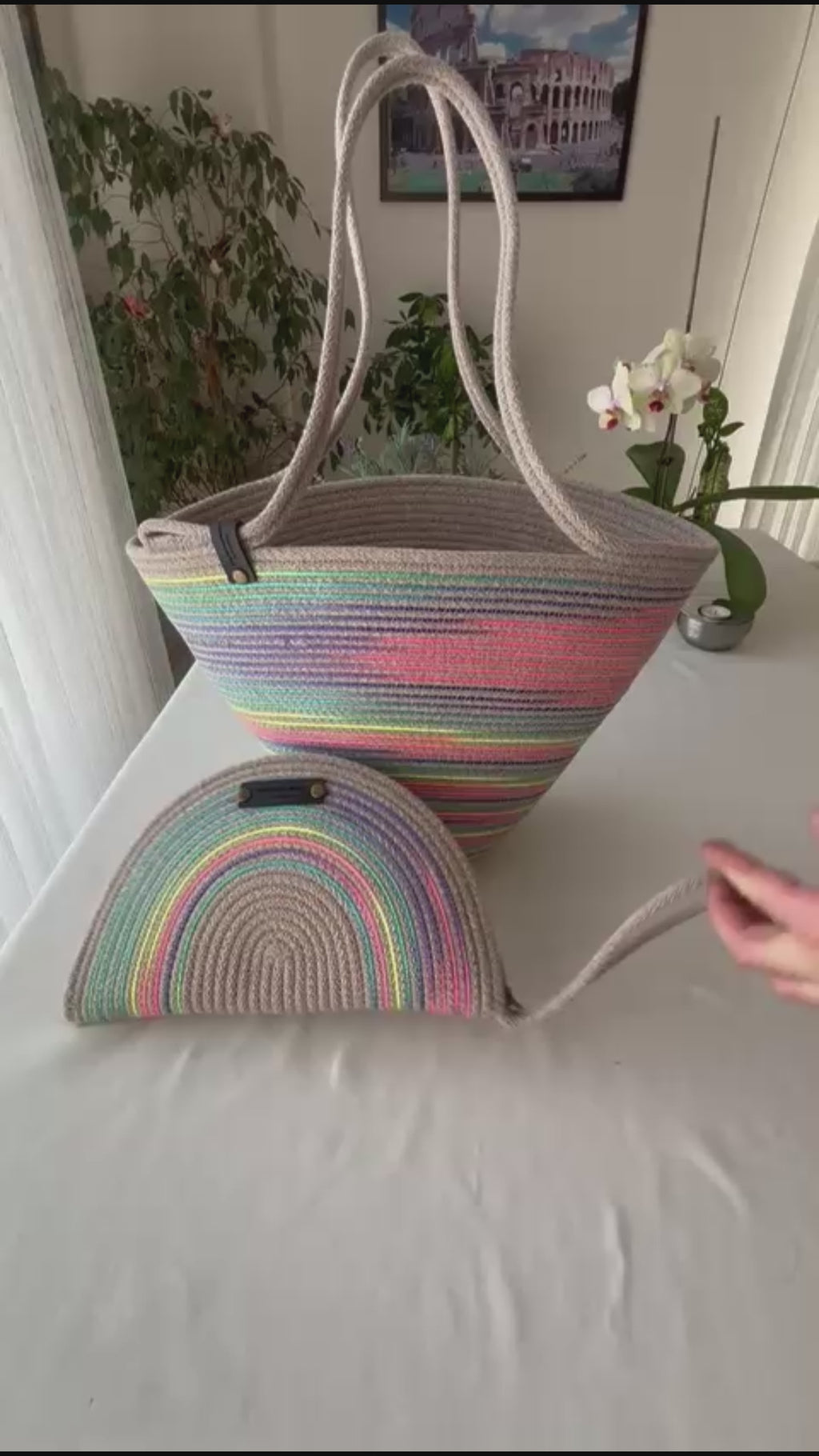 Handmade Jute Rope Handbag: Braided Boho Beach Tote
