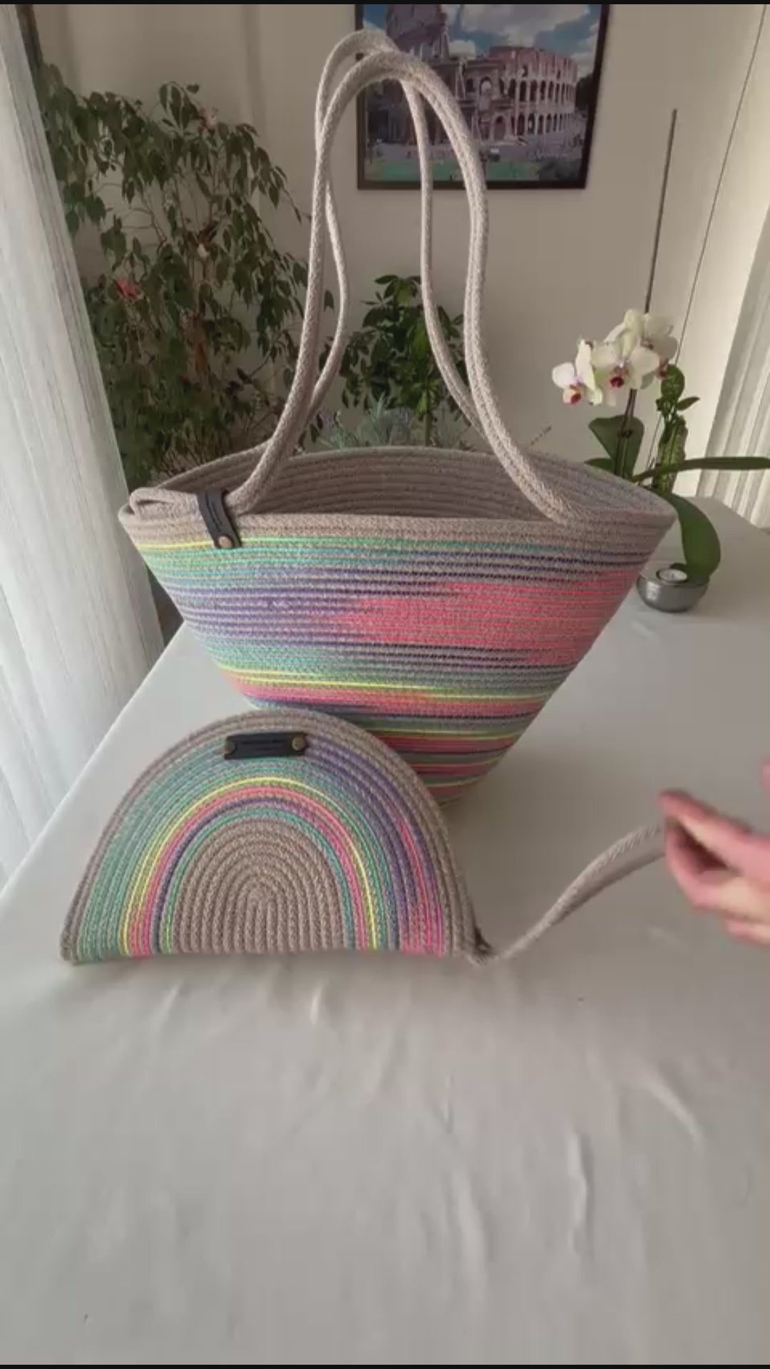 Handmade Jute Rope Handbag: Braided Boho Beach Tote