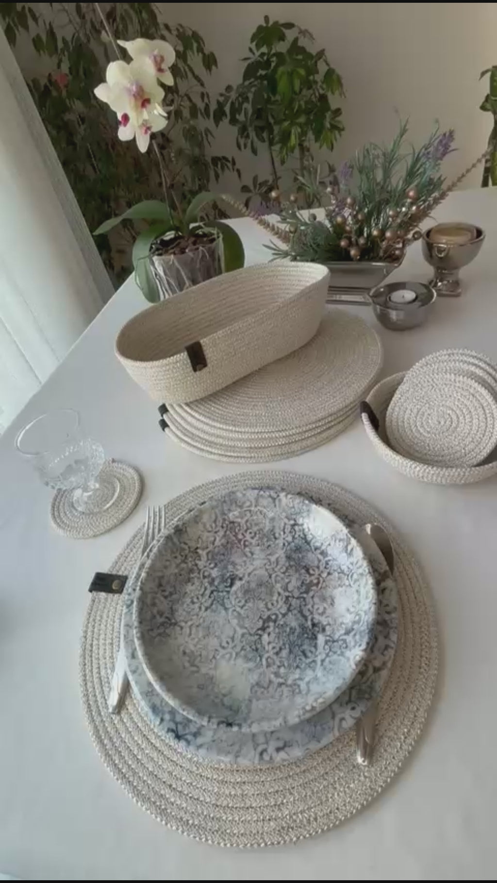 Handmade Cotton Rope Placemat Set: Dining Table Decor