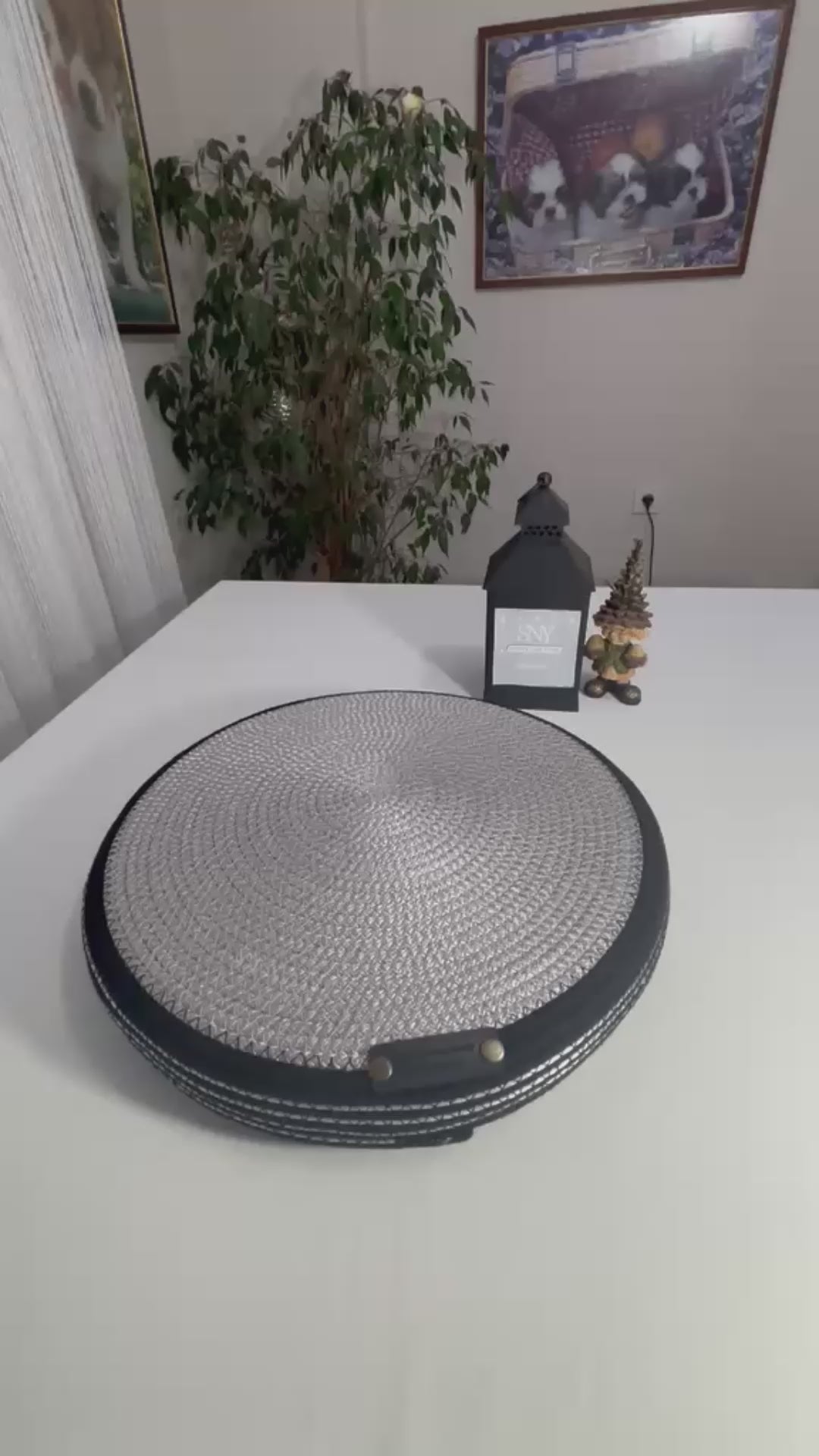 Handmade Rope Basket with Lid, 35 cm Diameter Large Woven Laundry Hamper