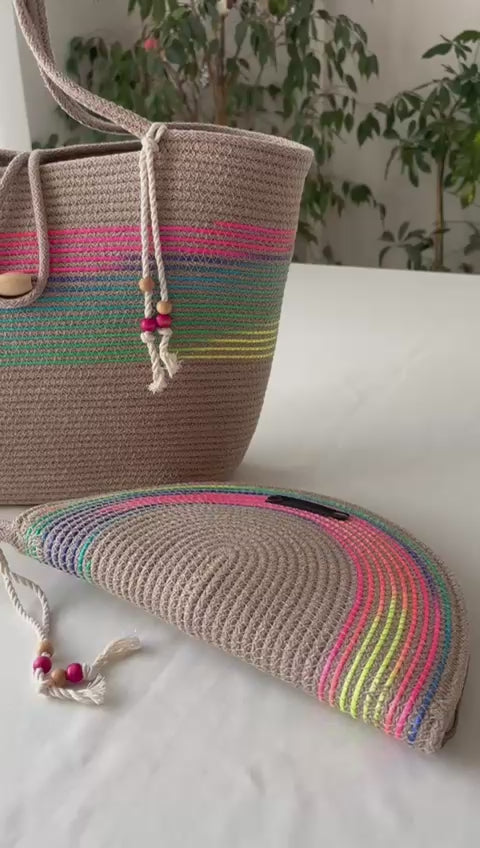 Handmade Jute Rope Shoulder Bag: Braided Boho Beach Tote