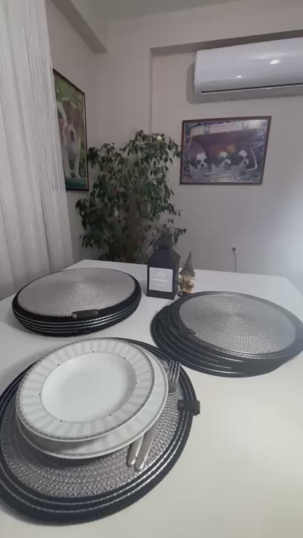 Handmade Woven 6 Placemats & Box with lid Set: Boho Table Decor